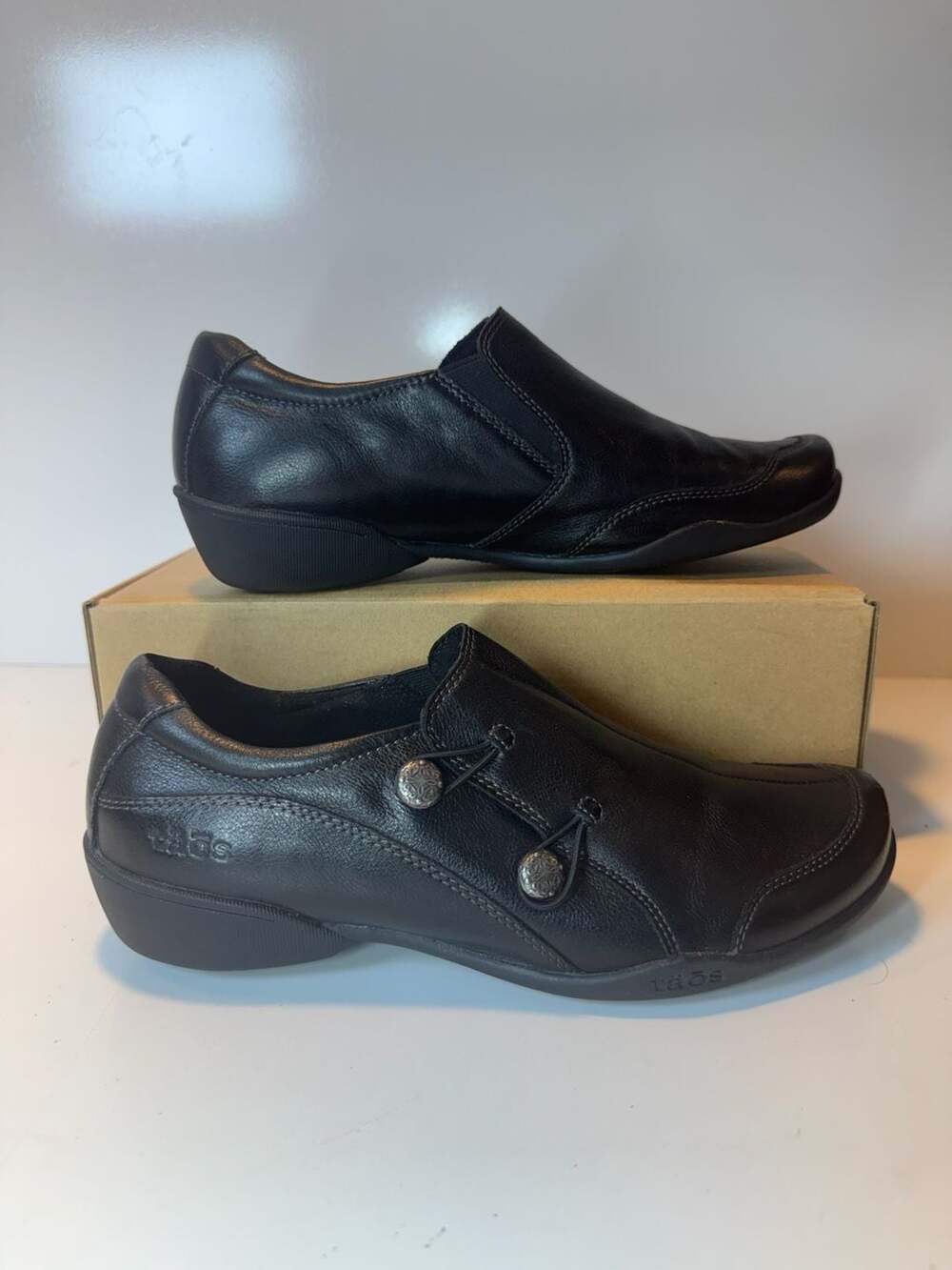 Taos Encore Black Leather Slip On Shoes